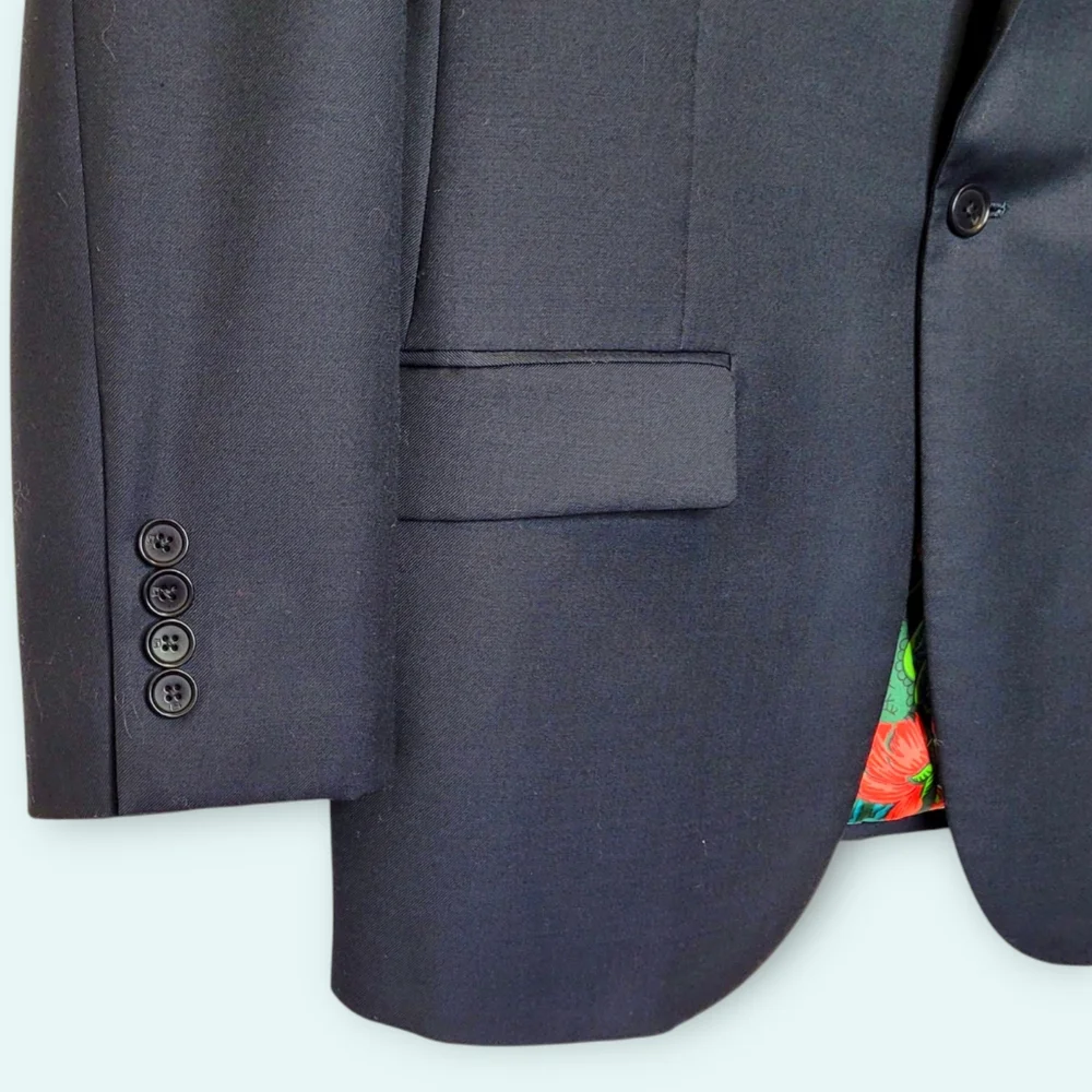 Scotch & Soda Navy Blazer with Floral Lining - Picture 2 of 8